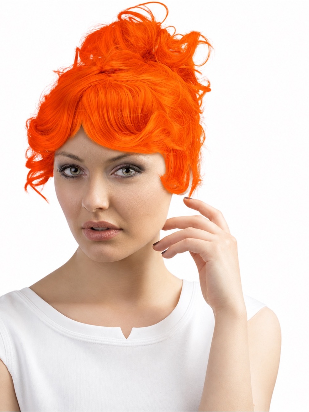 Orange Short Curly Synthetic Wig Unisex Adult One Size Cosplay Halloween